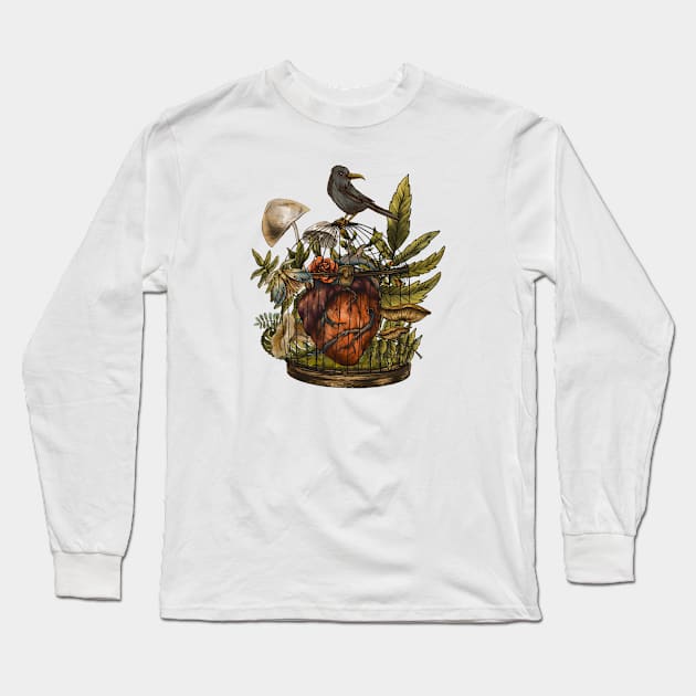 Goblincore Caged Heart Long Sleeve T-Shirt by HoldenFamilyDesigns